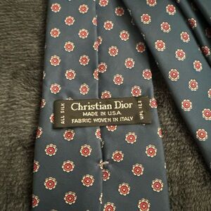 Dior Blue and Red Floral Silk Tie
